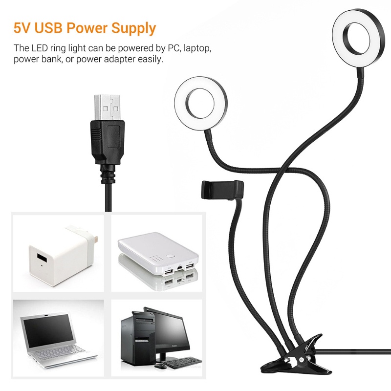 Vòng Đèn LED zzz 3.5 &quot;3 Chế Độ Sáng Kèm Giá Đỡ Ba Chân + 3 Giá Đỡ Điện Thoại + 3 Chế Độ Chiếu Sáng Trang Điểm