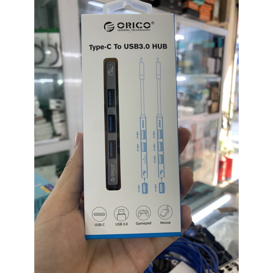 Cáp chuyển USB Type C sang 4 Cổng USB 3.0 Orico AH-13-GY - Bảo hành 12 Tháng