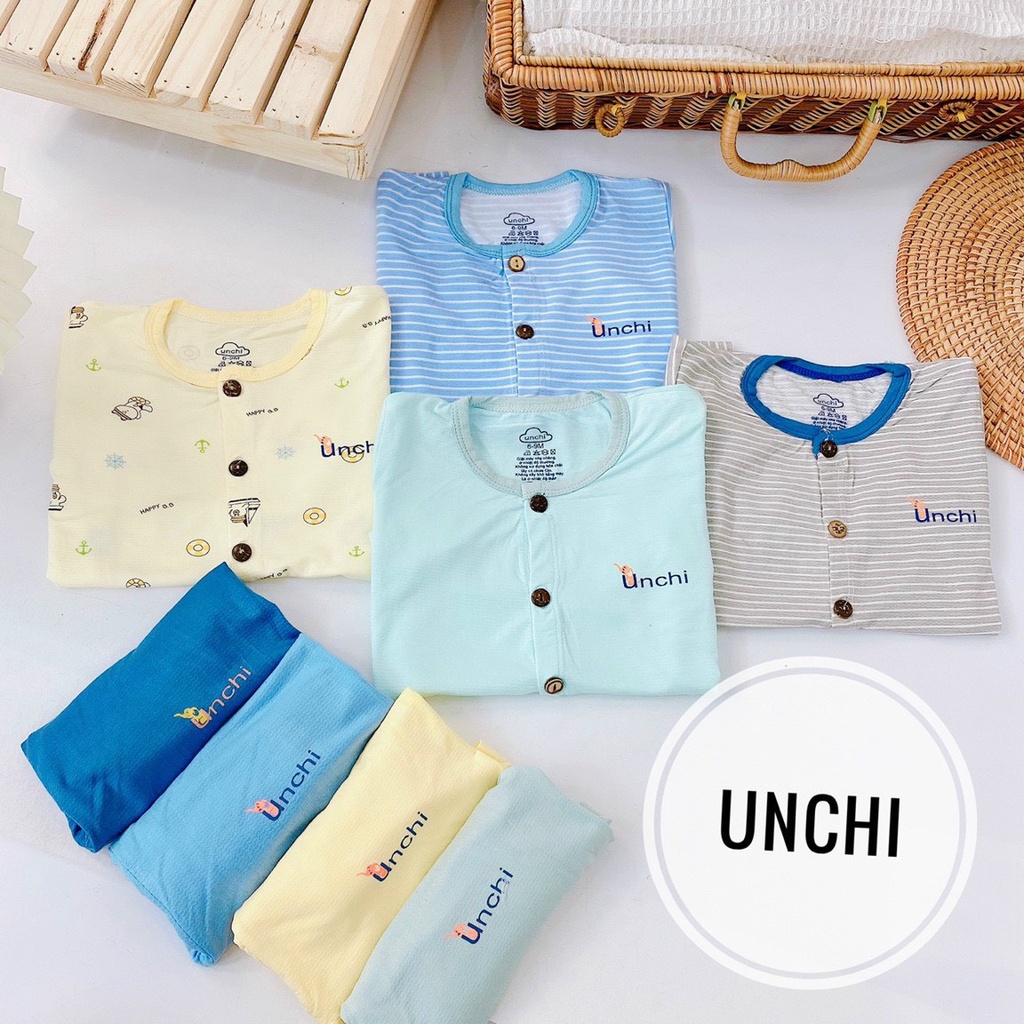 Bộ Unchi Sơ Sinh Cúc Giữa Chất Cotton Gỗ Sồi Cao Cấp Thấm Hút Cho Bé QATE252 - NamKidShop