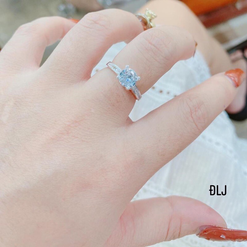 NHẪN NỮ ĐÁ CHỦ TRẮNG CỰC XINH BẠC TA