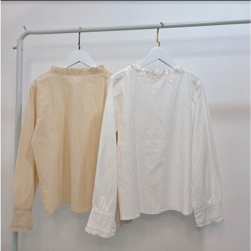 Áo baby doll cổ bèo kẻ ly tiểu thư