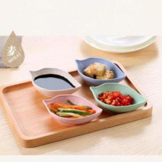 Đĩa nhựa lúa mạch đựng gia vị và nước chấm