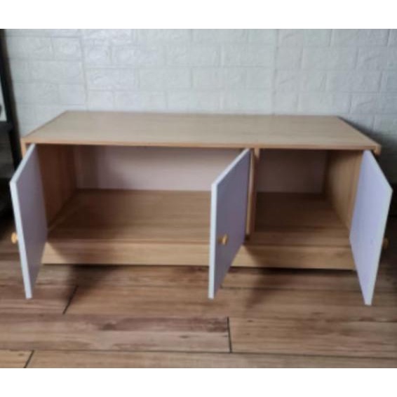 Tủ gỗ thấp kê cửa sổ ban công phòng khách trang trí 3 cánh , Kệ tivi phòng khách 100x34x34cm