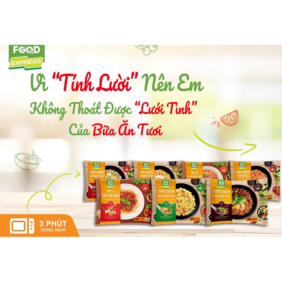 Cơm chiên Dương Châu ,Hải sản ngũ sắc, Cá mặn, Kim chi, Chay gạo lứt SG food 250g