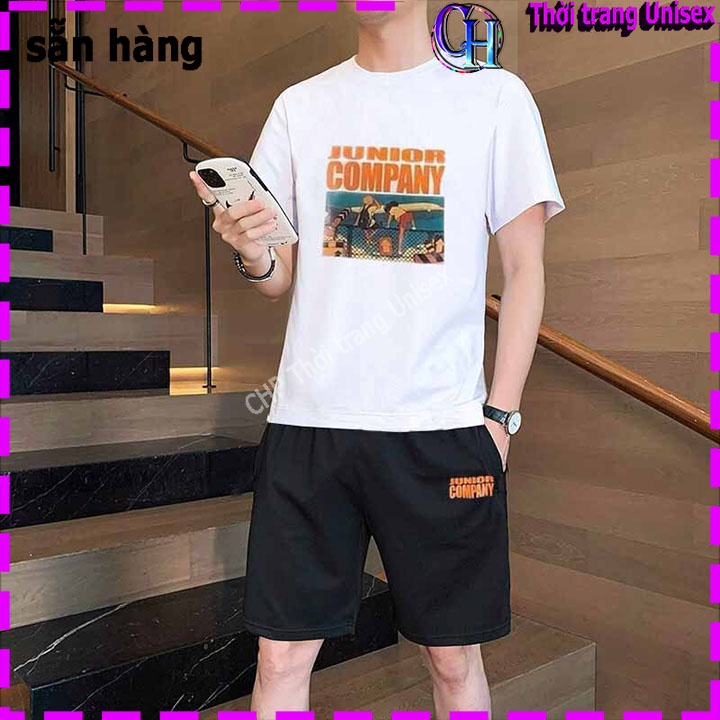 Đồ bộ nam nữ COMPANY áo thun in hình và quần shorts - chất lưới mè mát nhẹ mặc nhà đi chơi tập thể thao tốt.