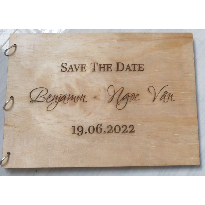 Wedding Guest Book - Sổ Ký Tên Đám Cưới Bằng Gỗ Vintage