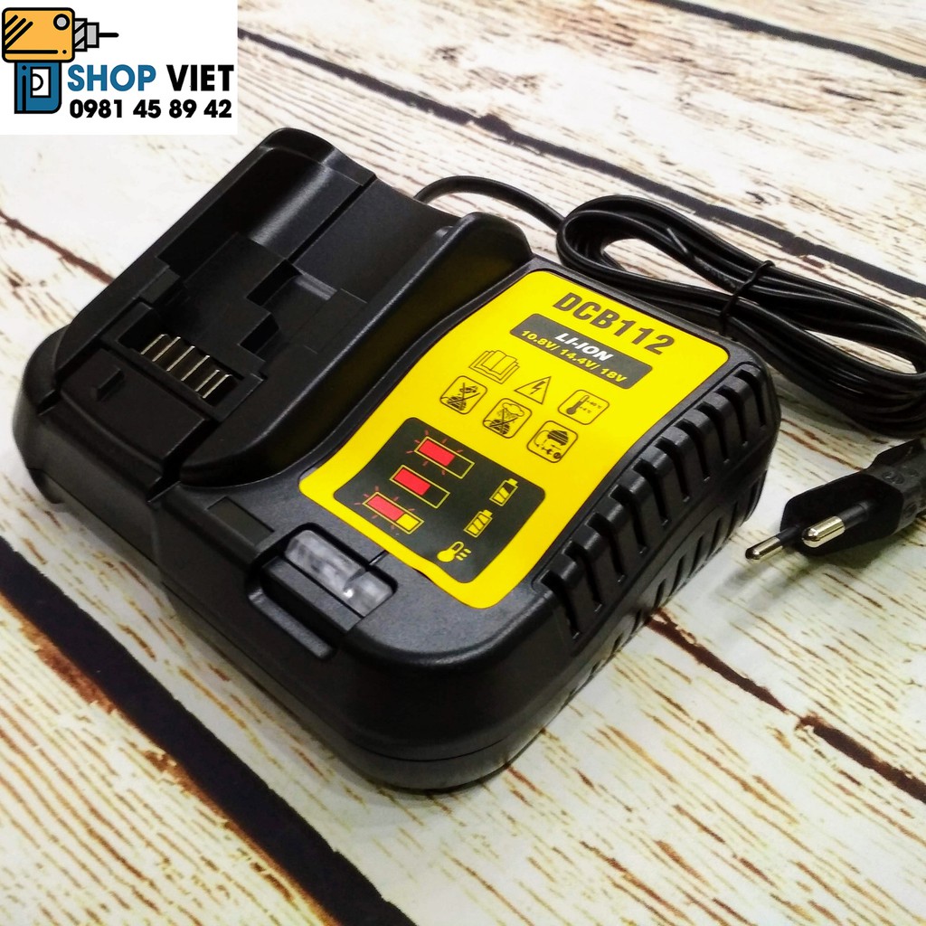 SV Sạc pin thay thế cho Dewalt DCB112 Liion 10,8V-14,4V-18V, điện vào 220V
