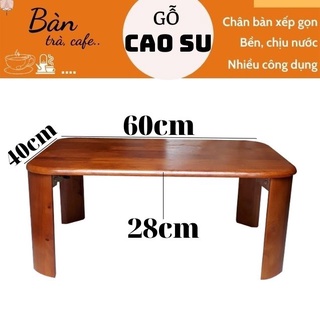 Bàn gỗ xếp gọn chân bánh mỳ 60x40x28cm (Vàng cánh gián)