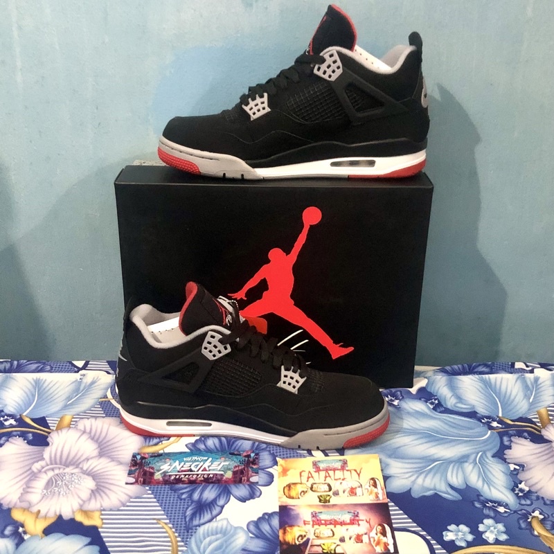 'Giày Cổ Thấp' Nike Air Jordan 4 Retro Bred