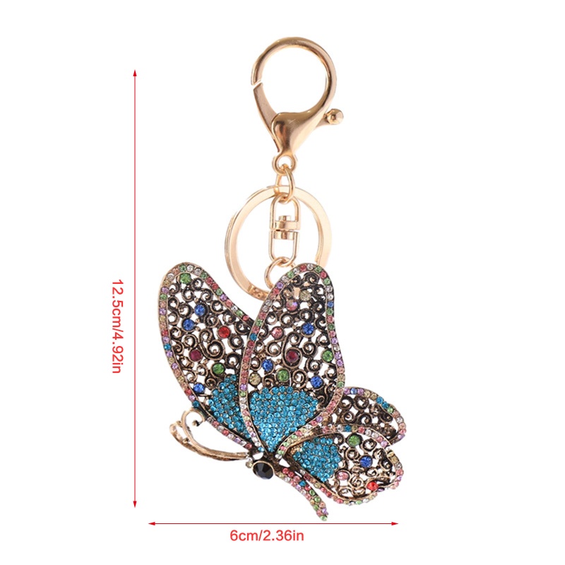 Móc Khóa Hình Bướm Đính Đá Lấp Lánh Dễ Thương