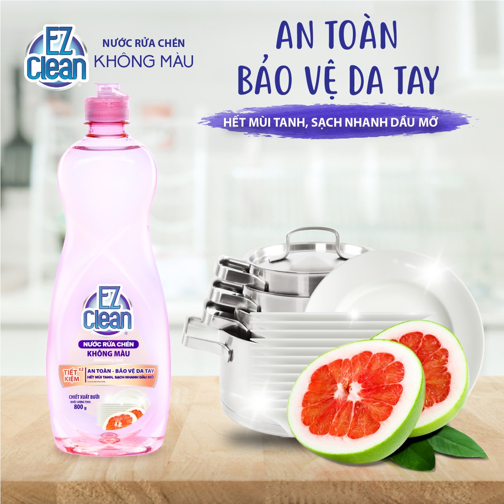 Nước rửa chén EZ CLEAN Hương Bưởi 800g