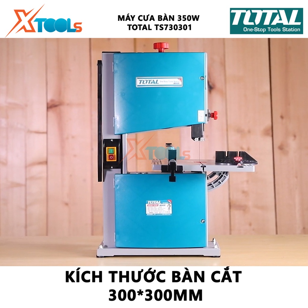 Máy cưa bàn 350W Total TS730301 | máy cưa gỗ điện áp 220-240V ~ 50Hz, tốc độ lưỡi 11,6m/s, răng 6 răng cưa/inch