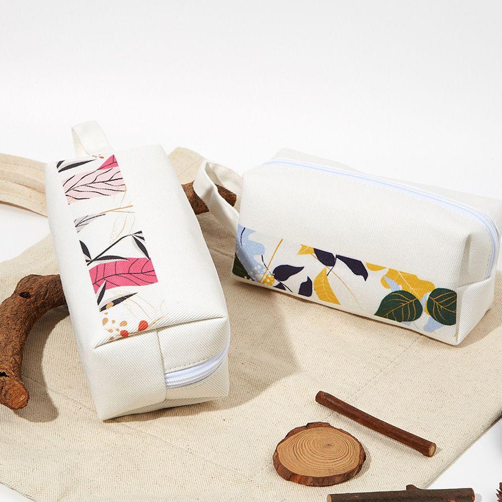 Túi Canvas Đựng Mỹ Phẩm Phối Khóa Kéo In Họa Tiết Xinh Xắn