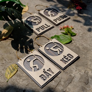 Bảng gỗ trang trí treo cửa (Kéo - Đẩy) (Pull - Push)