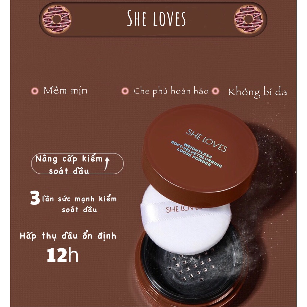 [SHE LOVES] Phấn phủ bột kiềm dầu She Loves Chocolate Donut (TB119)