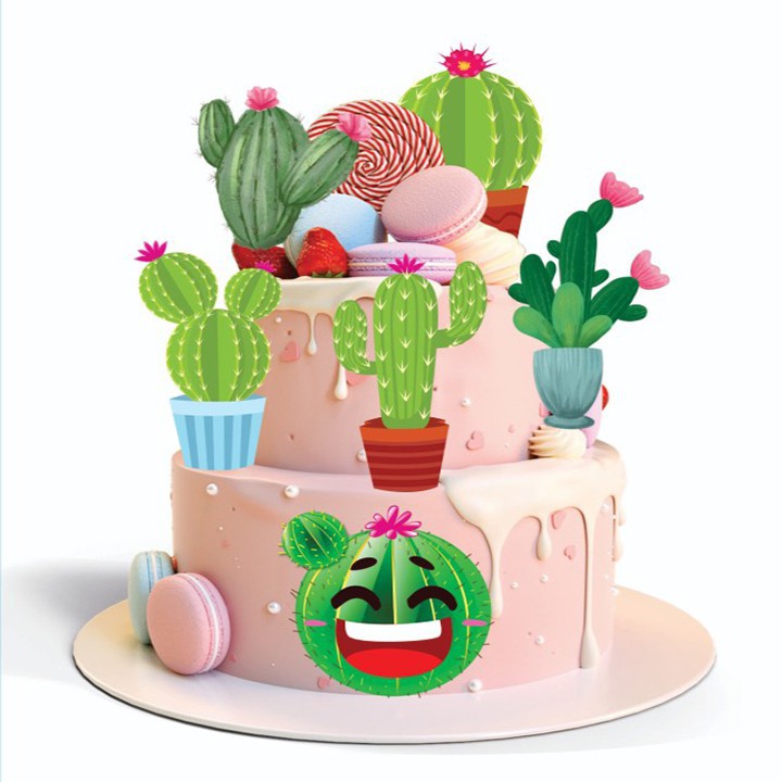 que cắm bánh kem [FREESHIP] set cắm giấy xương rồng