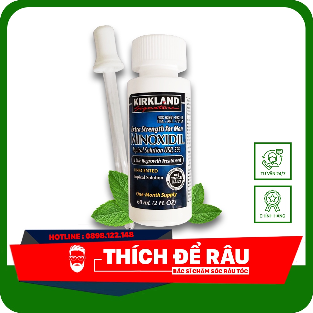 Dung Dịch Minoxidil 5% Dạng Lỏng Mọc Râu Tóc Kirkland Mỹ