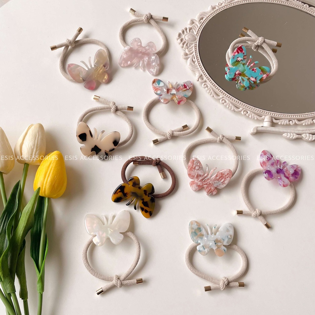 Dây Buộc Tóc, Cột Tóc Charm Butterfly Granite Hàn Quốc ESIS ACCESSORIES