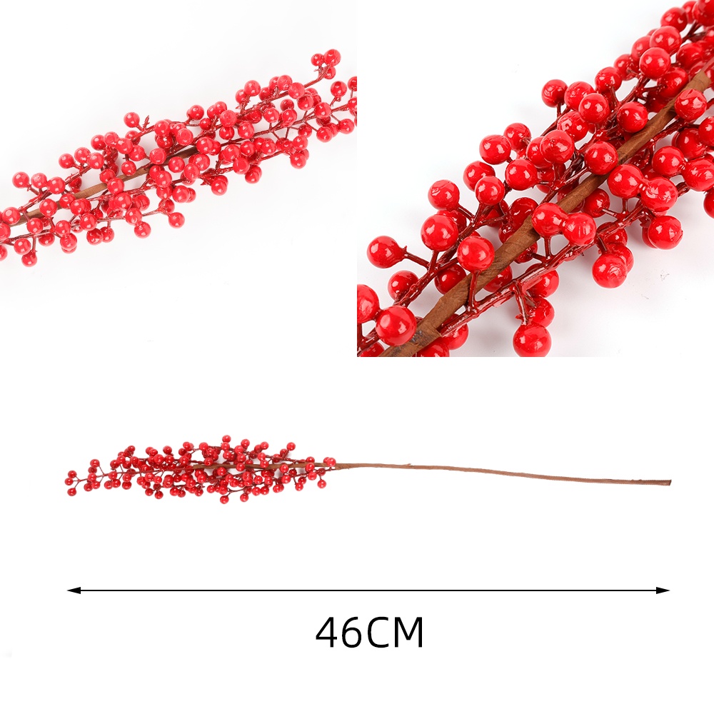 1 nhánh quả berry đỏ nhân tạo bằng xốp dùng trang trí nhà cửa dịp Giáng Sinh