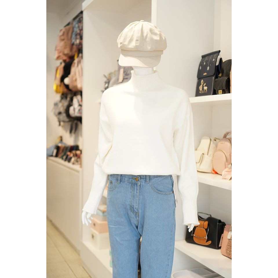 Áo len mịn cổ cao 466 trắng | BigBuy360 - bigbuy360.vn