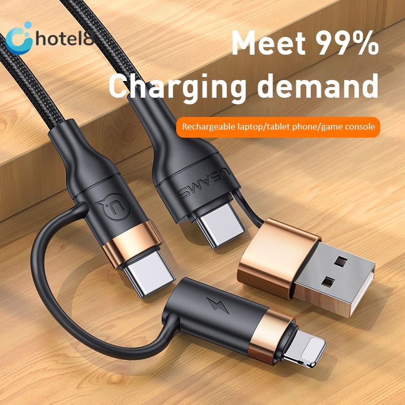 ⏩4-Trong-1 PD Nhanh Sạc Cáp Dữ Liệu Kép Type-C Sạc Cáp Đối Với iPhone X 11 12 Xiaomi Huawei OPPO