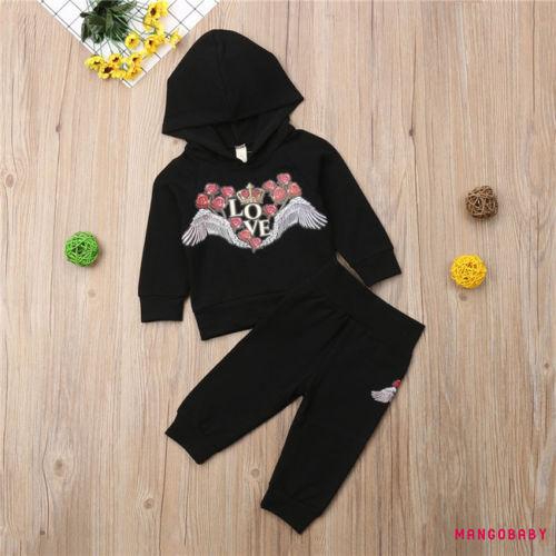 Set Áo Hoodie Tay Dài + Quần Dài Thời Trang Mùa Đông Cho Bé