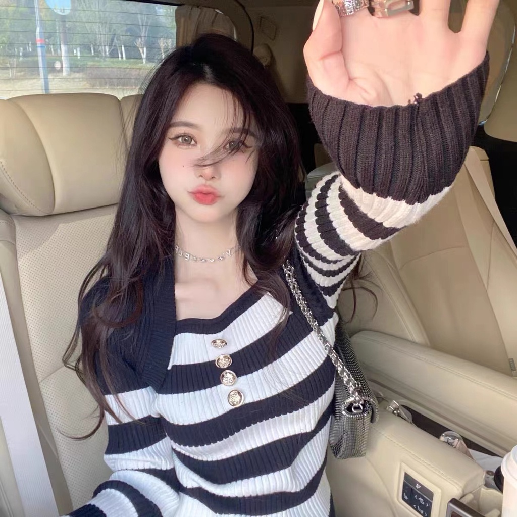 【ZHELIHANGFEI】Áo Len Tay Dài Lưng Cao Thời Trang Cho Nữ