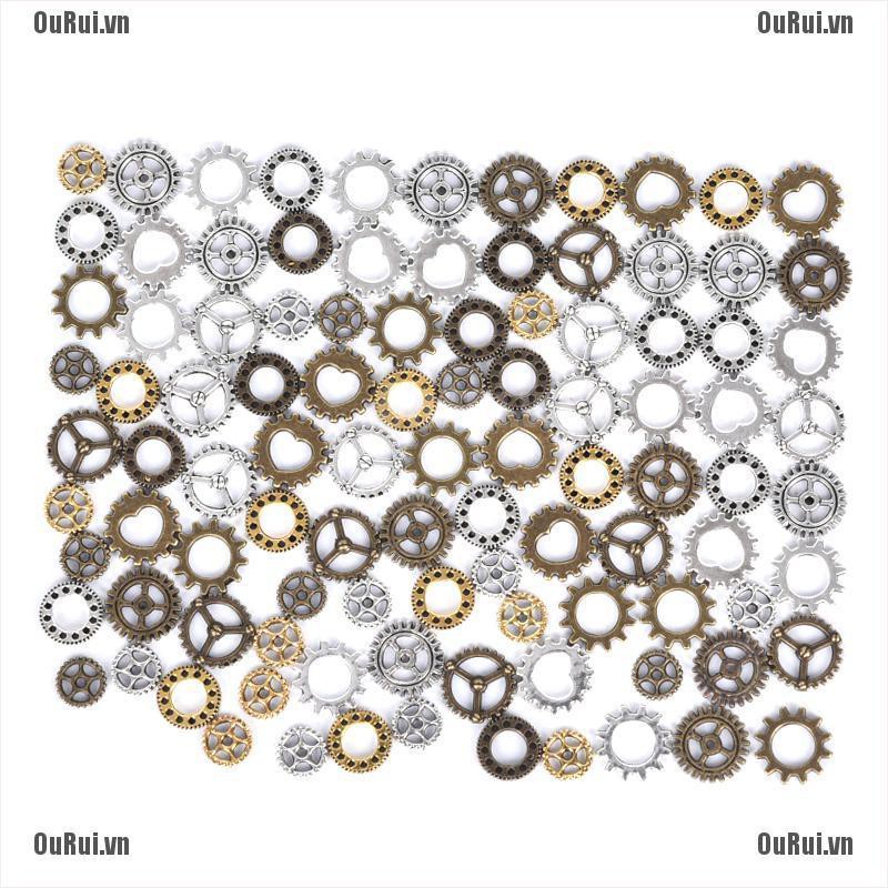 {FCC}CHARMS Set 100 Mặt Dây Chuyền Hình Bánh Răng Cổ Điển Độc Đáo{OuRui.vn}
