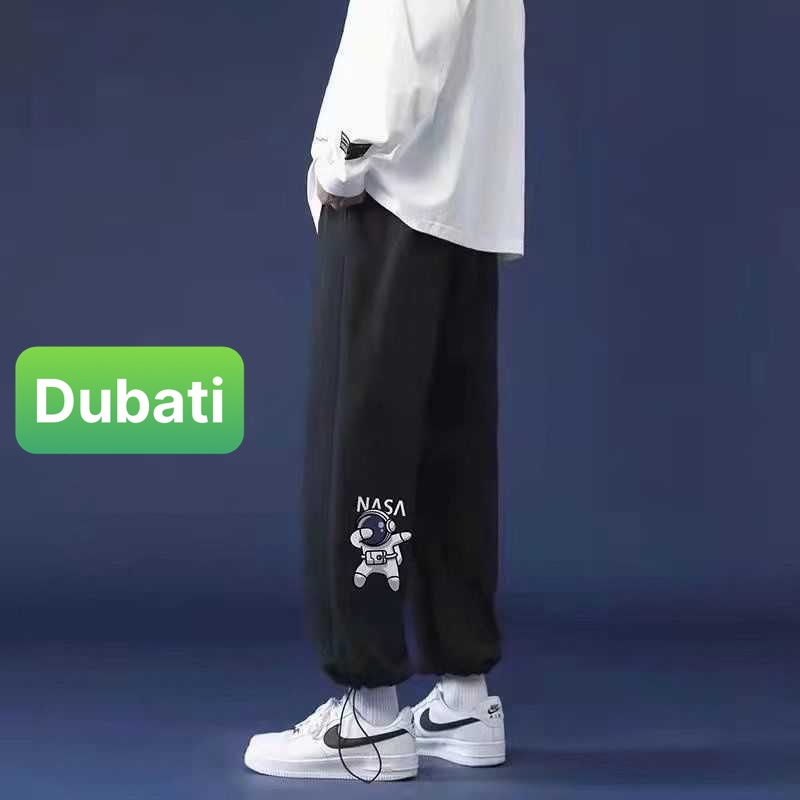 QUẦN JOGGER NAM NỮ UNISEX CHẤT NỈ DÀY DA CÁ ỐNG SUÔNG RỘNG THÊU IN HÌNH NASA RÚT DÂY PHONG CÁCH XỊN SÒ -DUBATI FASHION