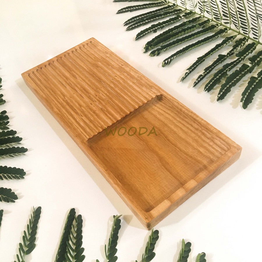 Khay Gỗ Phục Vụ Có Rãnh Bằng Gỗ Tần Bì (size 35.4x15.4cm)