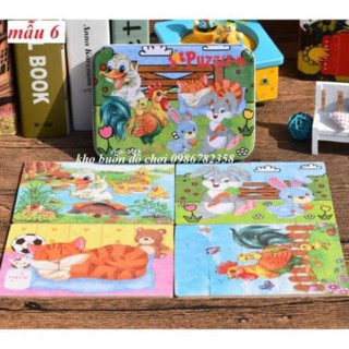 Puzzel hộp sắt 4in1- 1 hộp ghép 4 tranh 9-12-15-20 mảnh ghép