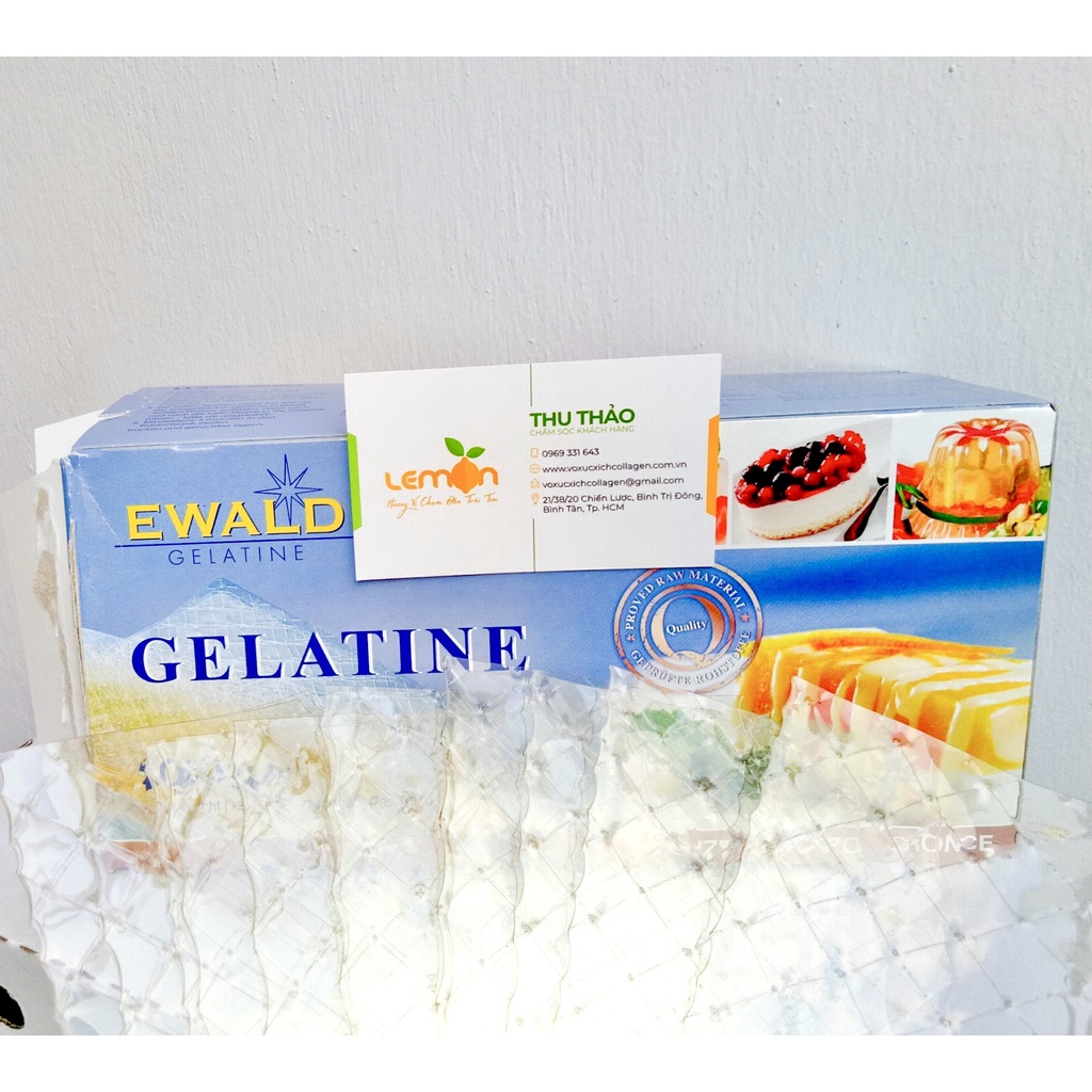 500g Lá Gelatine Ewald Đức (3.4g/lá) dùng cho nấu ăn, làm bánh kẹo (Date xa)
