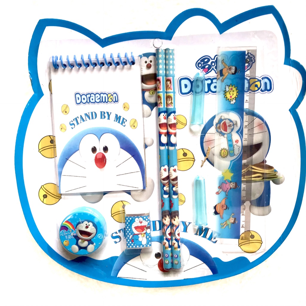 Bộ dụng cụ học tập 8 món bút chì,thước kẻ,gôm tẩy,gọt bút chì,sổ lò xo_văn phòng phẩm cho bé