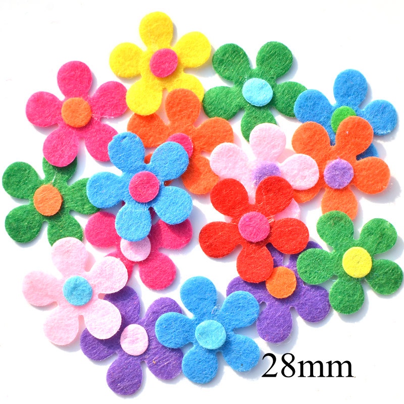 Set 60 Miếng Vải Nỉ 28mm Họa Tiết Hoa Làm Đồ Thủ Công