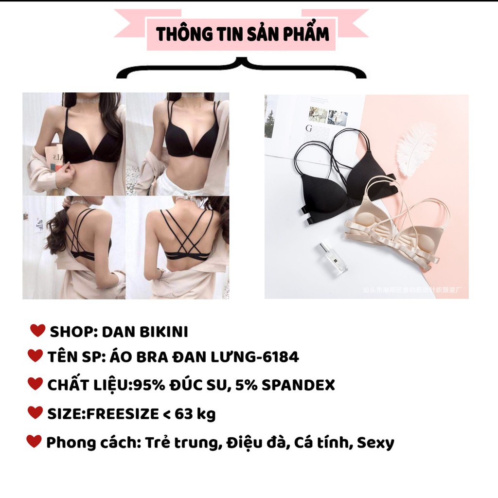 Áo Lót Nữ Nâng Ngực - Áo Ngực Nữ 2 dây đan chéo lưng móc cài trước tôn vòng một gợi cảm mẫu 6184