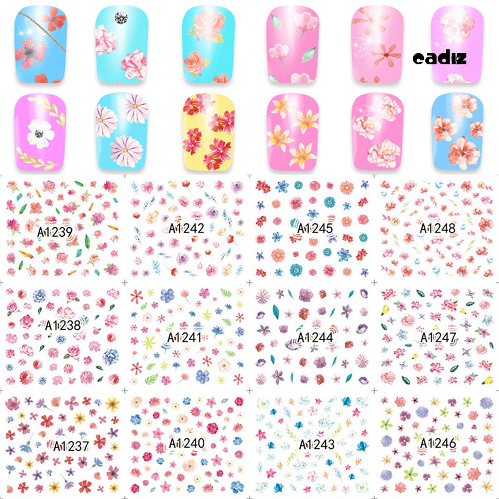 [Hàng mới về] Set 12 tờ miếng dán trang trí móng tiện lợi