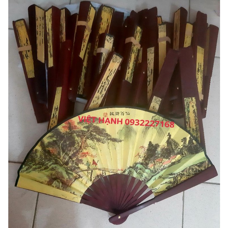 Quạt cầm tay nan gỗ - Đồ Hầu Đồng - Trang phục Phụ kiện Hầu Đồng