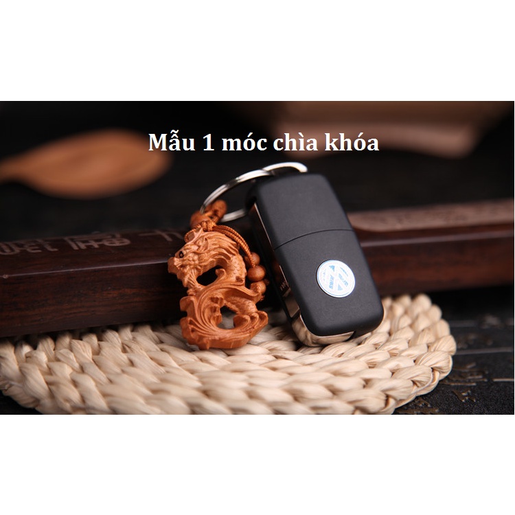 Tượng gỗ bình an may mắn móc trang trí chìa khóa ô tô, xe máy: tượng phật, thánh giá
