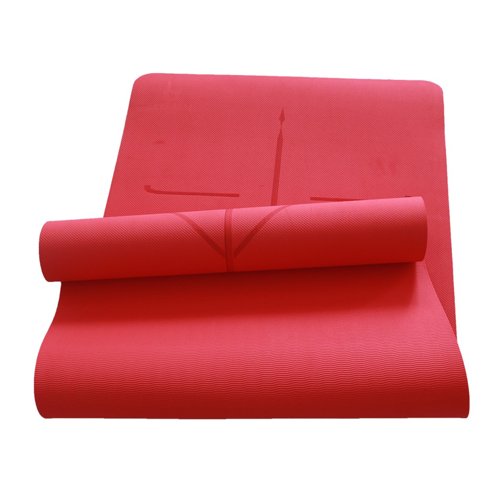 THẢM TẬP YOGA TPE CAO CẤP ECO CHỐNG TRƯỢT 6MM ĐỊNH TUYẾN, TẶNG TÚI THẢM VÀ DÂY CỘT THẢM
