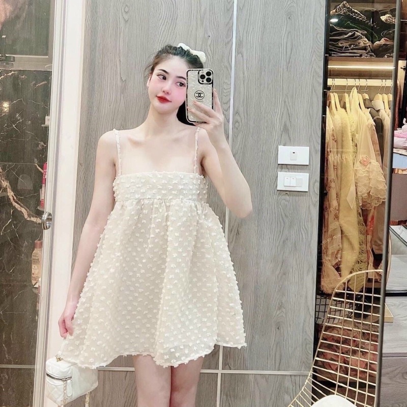 Đầm 2 dây cục bông babydoll siêu cưng