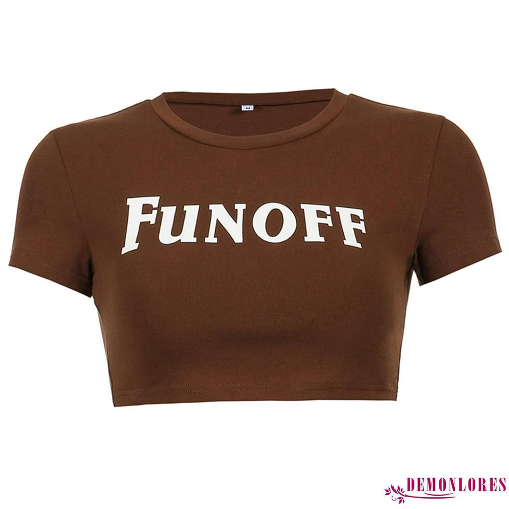 Áo Lửng Ngắn Tay In Chữ Thời Trang Cho Nữ