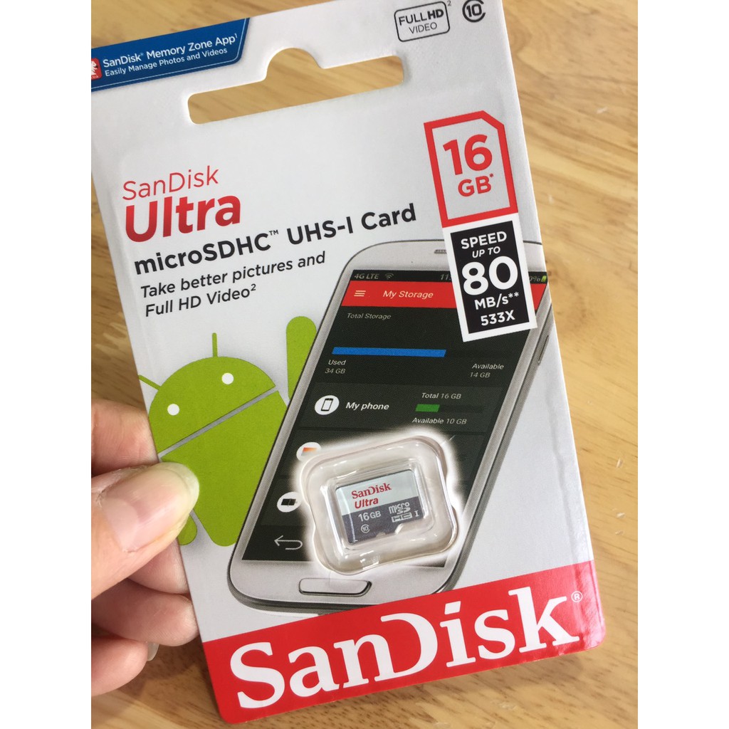 Thẻ nhớ MicroSD Sandisk Ultra 16GB + 32GB