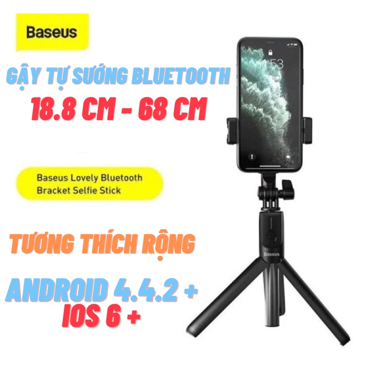 CHÍNH HÃNG Gậy tự sướng không dây tích hợp Tripod chân xếp gọn Baseus Lovely Bluetooth Bracket Selfie Stick Gen 2