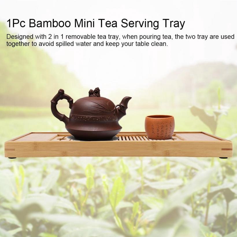 Khay uống trà 38*15cm bằng tre cổ điển phong cách trung quốc
