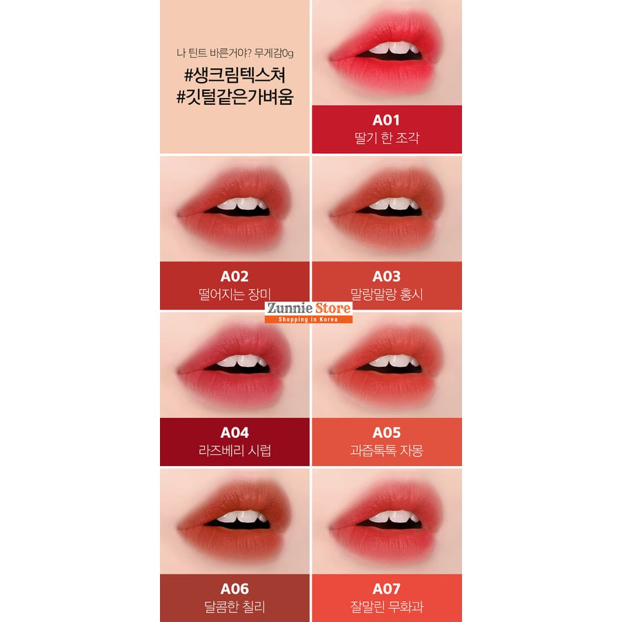 [Mã FSS9SEP hoàn xu 10%] Son Kem Lì Màu Quyến Rủ Black Rouge Air Fit Velvet Tint