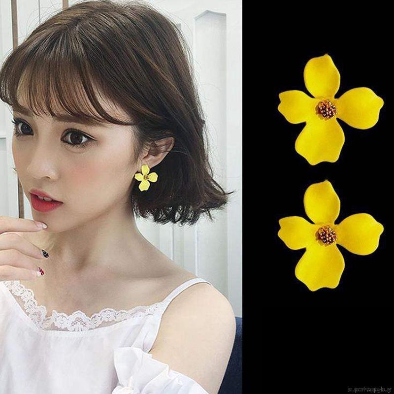 Khuyên tai hình bông hoa đính đá thời trang cho nữ