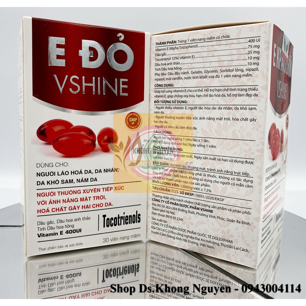 E ĐỎ VSHINE - Chống oxy hoá - Hộp 30 viên