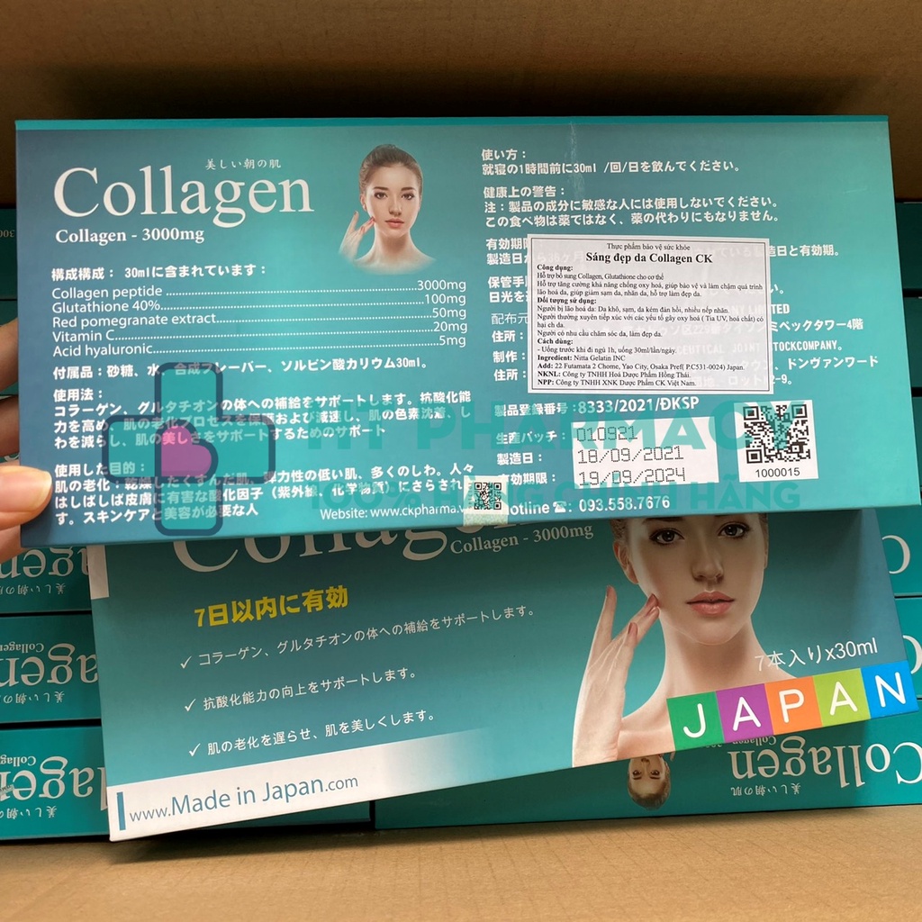 Collagen CK dạng chai nước uống - Làm đẹp da, chống lão hóa - Nhật Bản (Hộp 7 chai x 30ml)