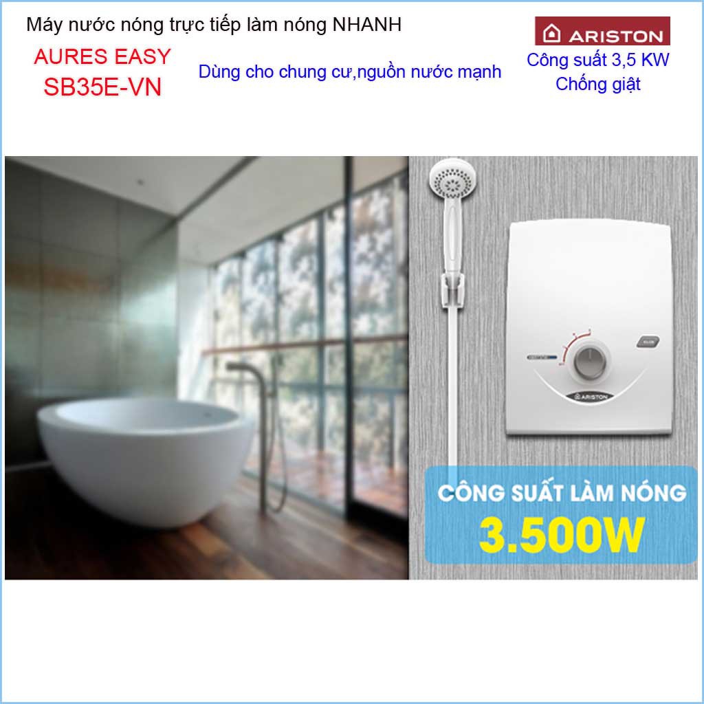 Máy nước nóng Ariston SB35E-VN, máy nước nóng trực tiếp cho chung cư Aures Easy (không bơm) 3195055