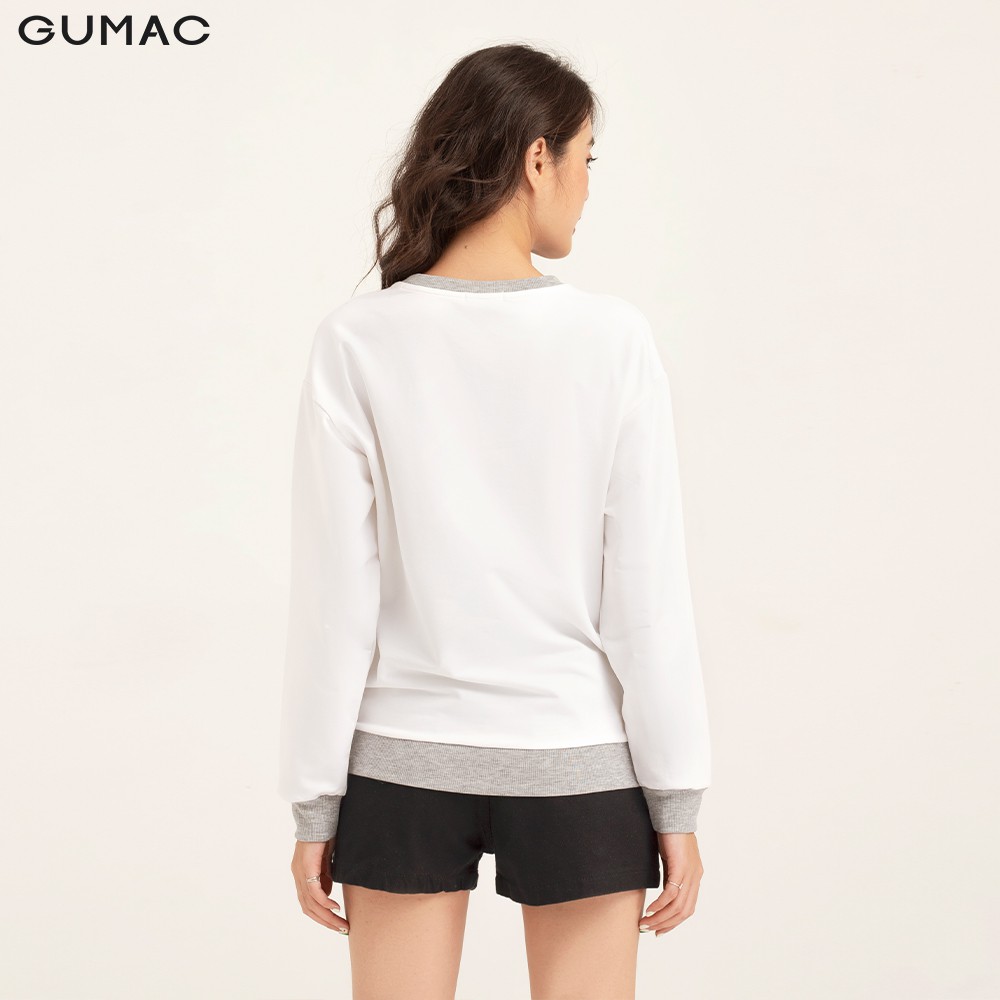 Áo thun nữ Sweater in vai GUMAC tay dài năng động, trẻ trung ATB1140 | BigBuy360 - bigbuy360.vn